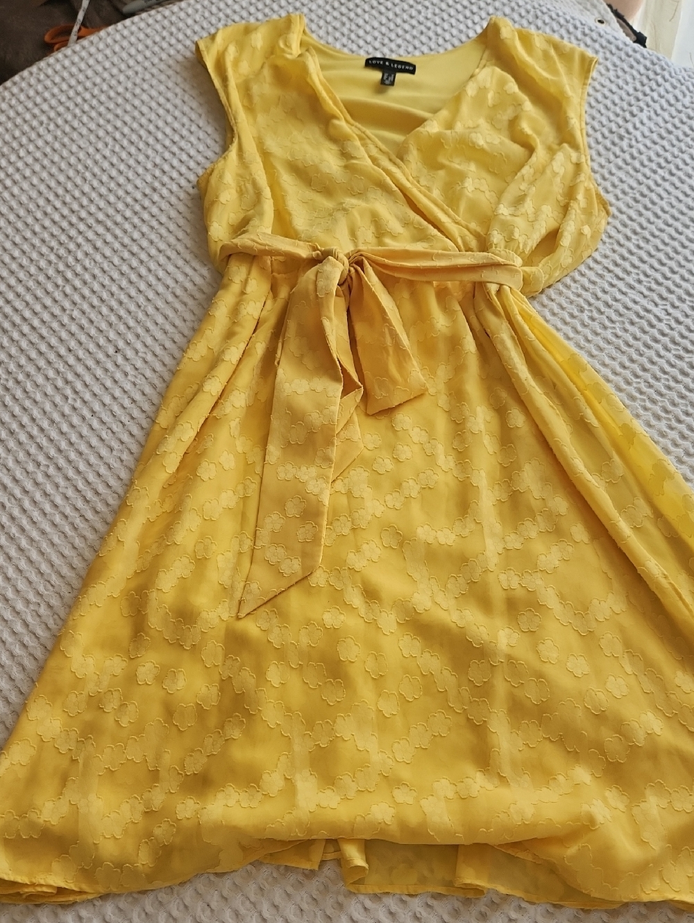 Love & Legend Yellow Dress with Tie Waist Sz 3X